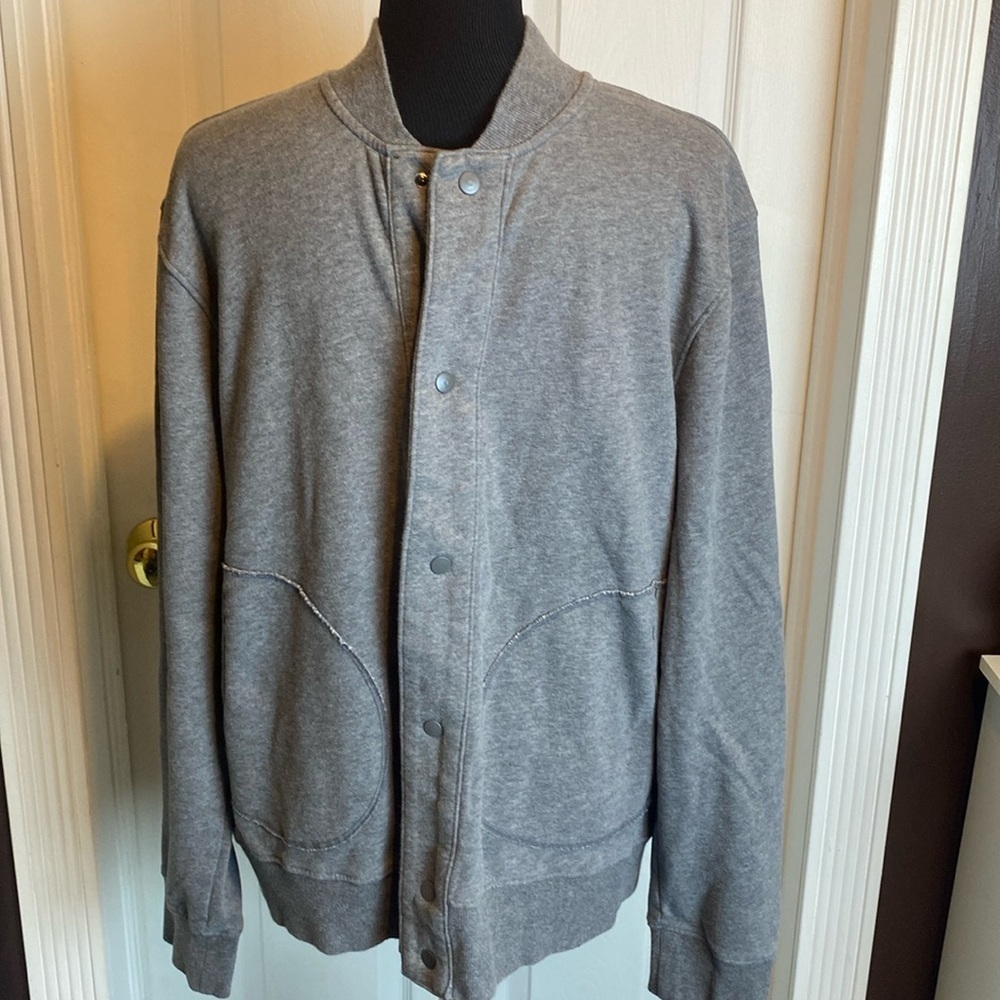 Goodfellow & Co Medium Heather Gray Sweatshirt Jacket Snap Front Closure Sz L